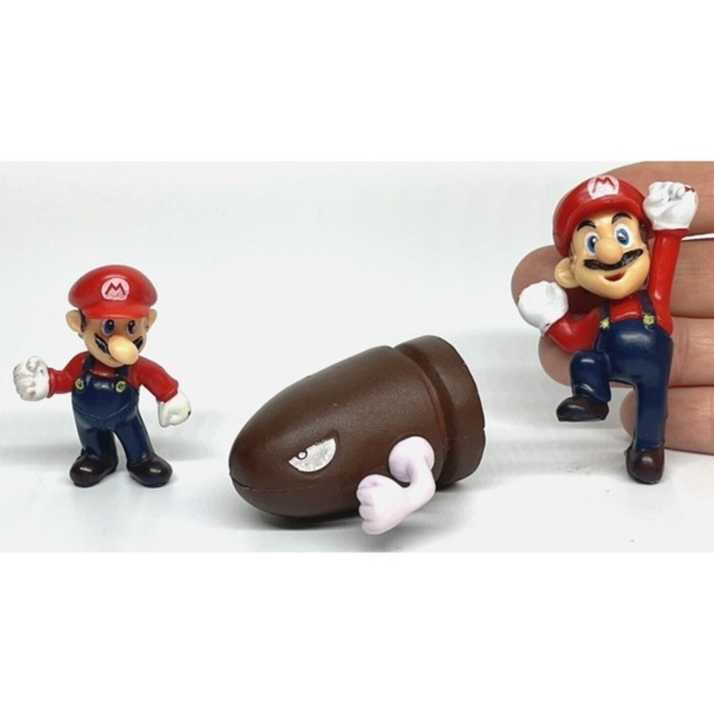 Vintage Nintendo Super Mario Brown Bullet Bill PVC Figures Cake Toppers Lot 2